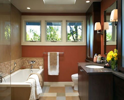 Bathroom with skylight sun tunnel