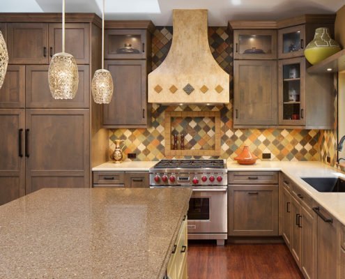 A Moroccan-inspired kitchen in Palo Alto features beautiful tilework.