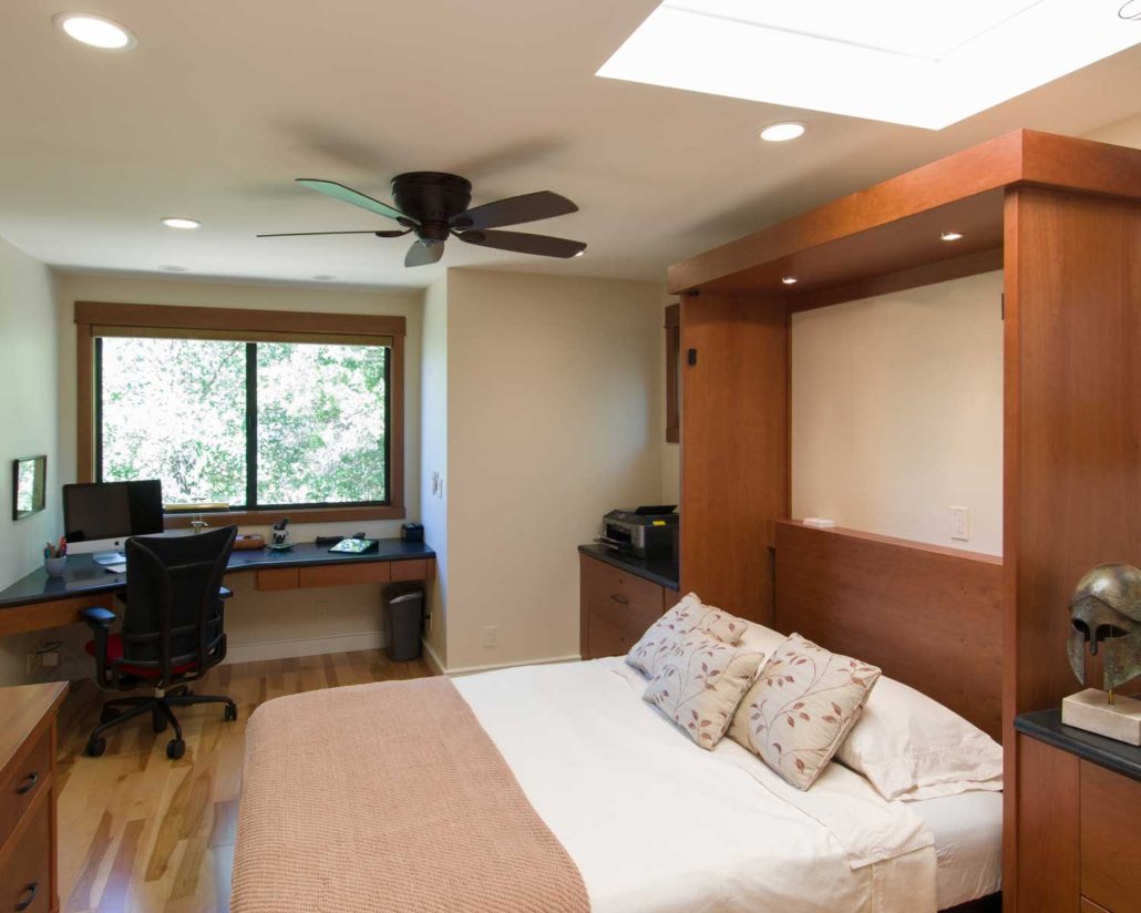 Office with open Murphy bed