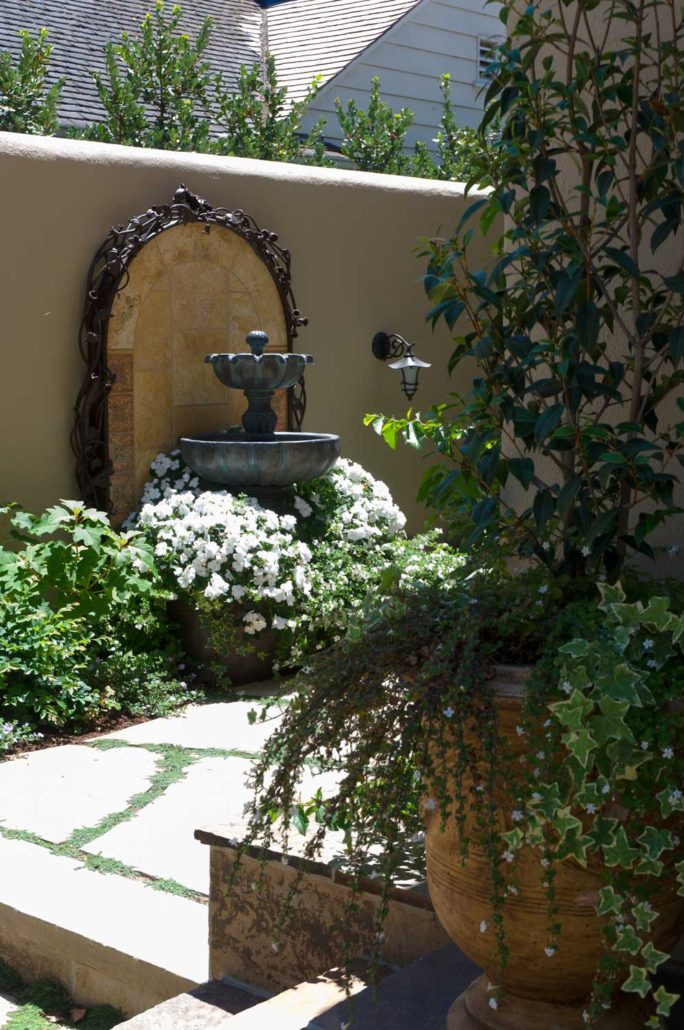 Fountain in a Spanish-inspired patio