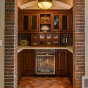 Brick-accented bar nook