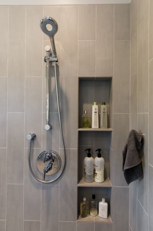 bathroom-shower-shelves - Harrell Design + Build