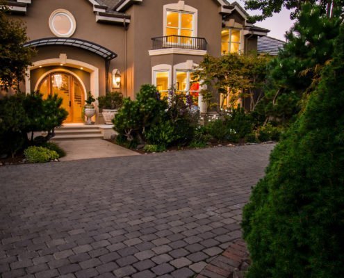 driveway leading up to view of house