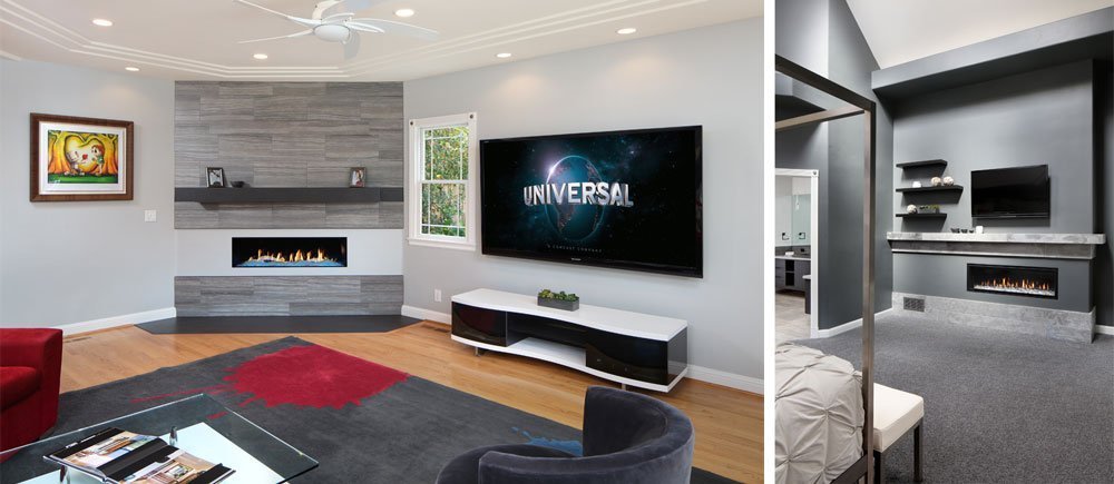 collage highlighting long, thin fireplace shapes