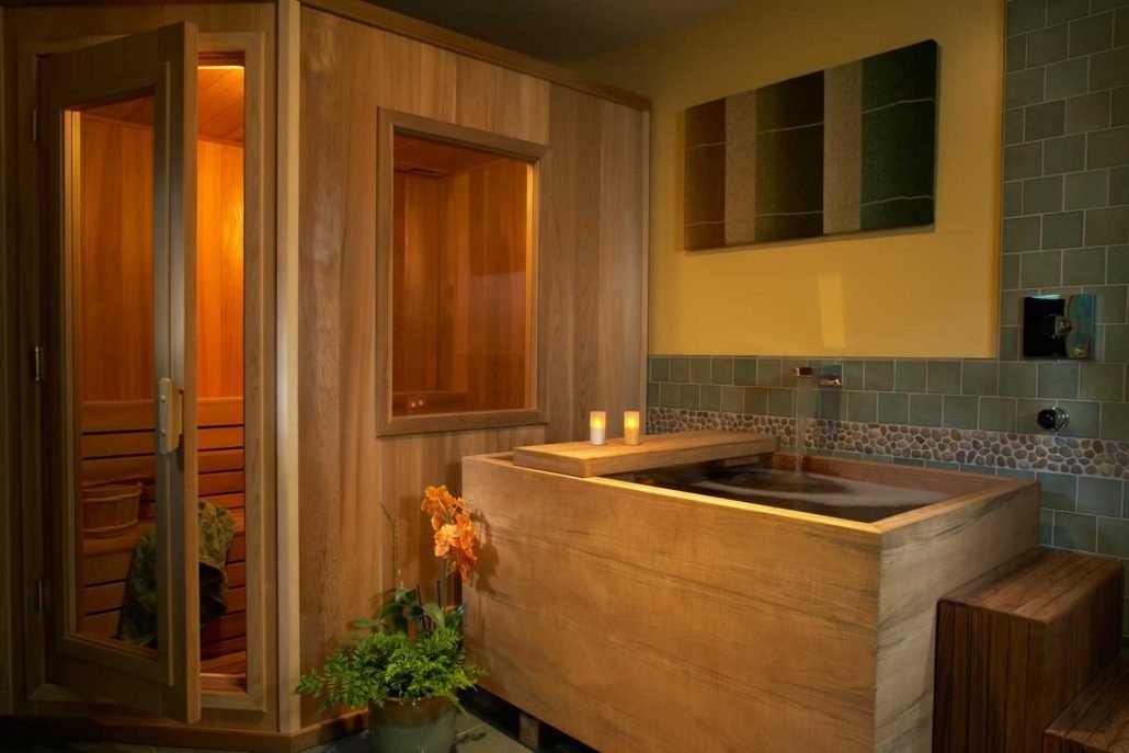 An in-home sauna and Japanese soaking tub