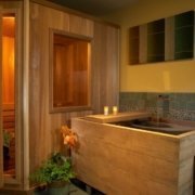 An in-home sauna and Japanese soaking tub