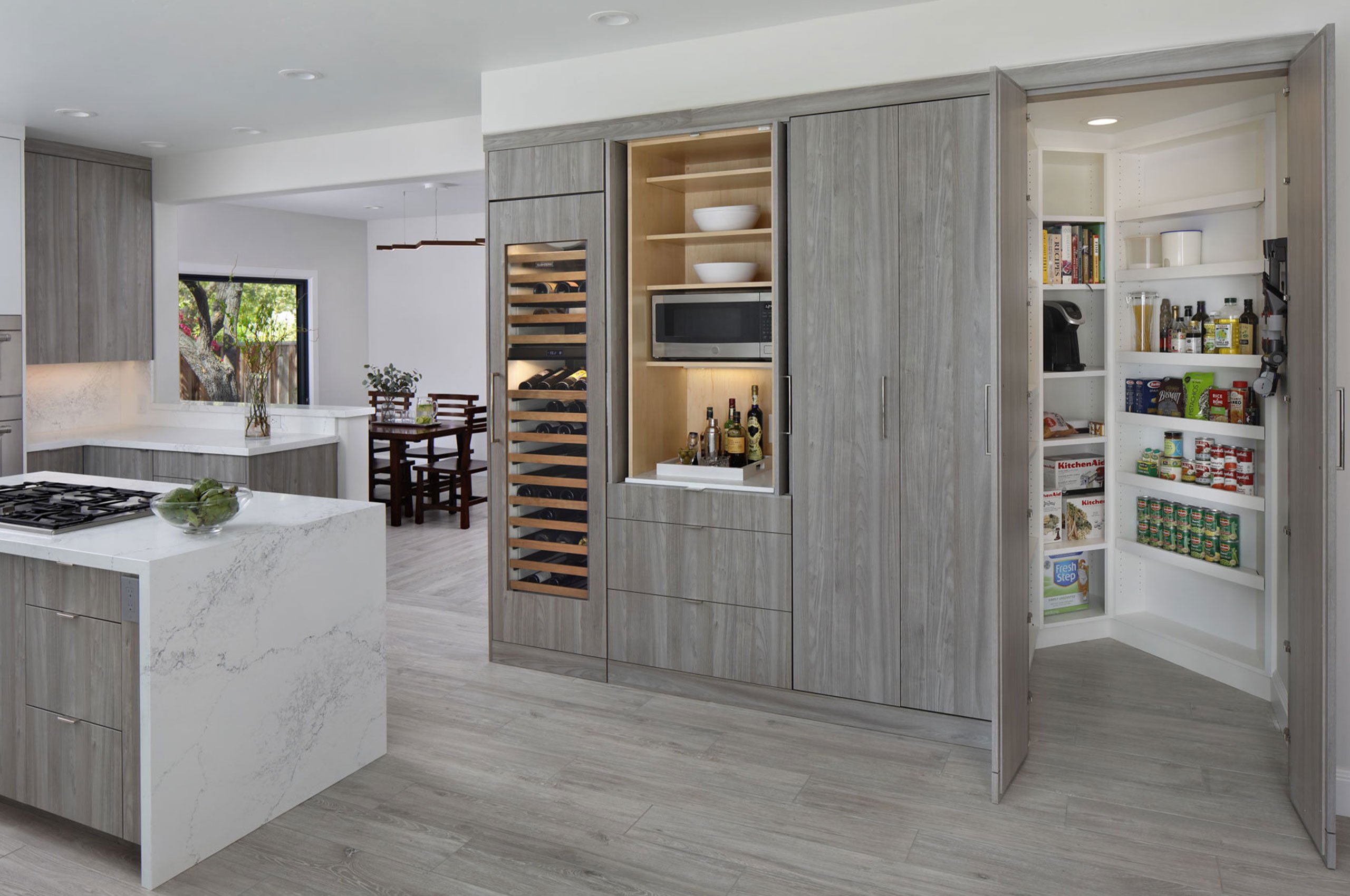 Open and spacious kitchen pantry