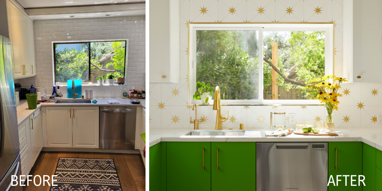 Kitchen with Green Cabinets